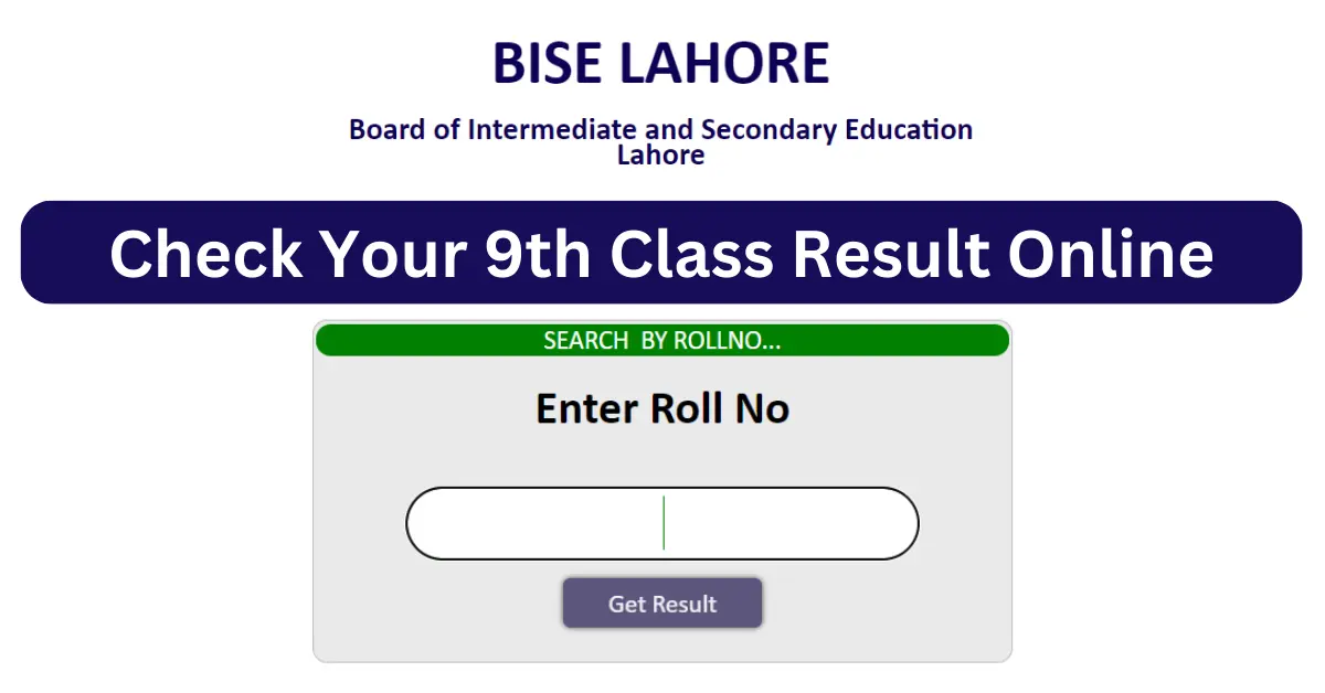 BISE Lahore 9th Class Result 2023 Check Online
